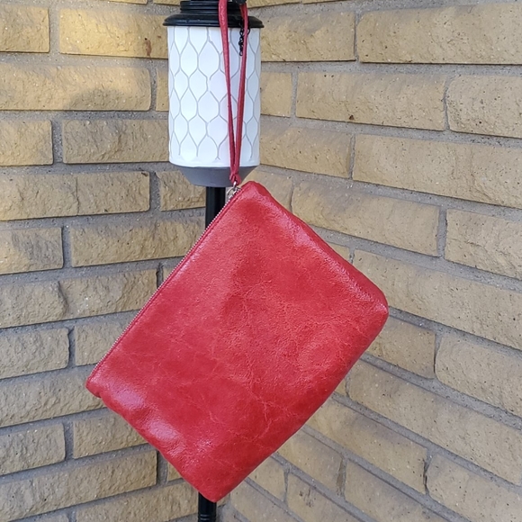 Italian Red Leather Wristlet - Picture 2 of 4